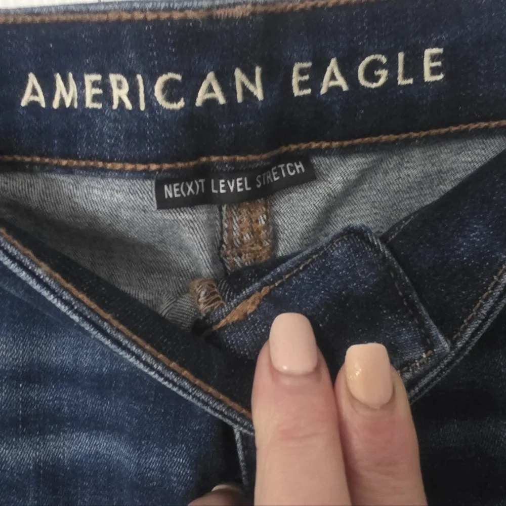 American Eagle Outfitters Dark Blue Distressed Micro Denim Cutoff Shorts - Picture 3 of 4
